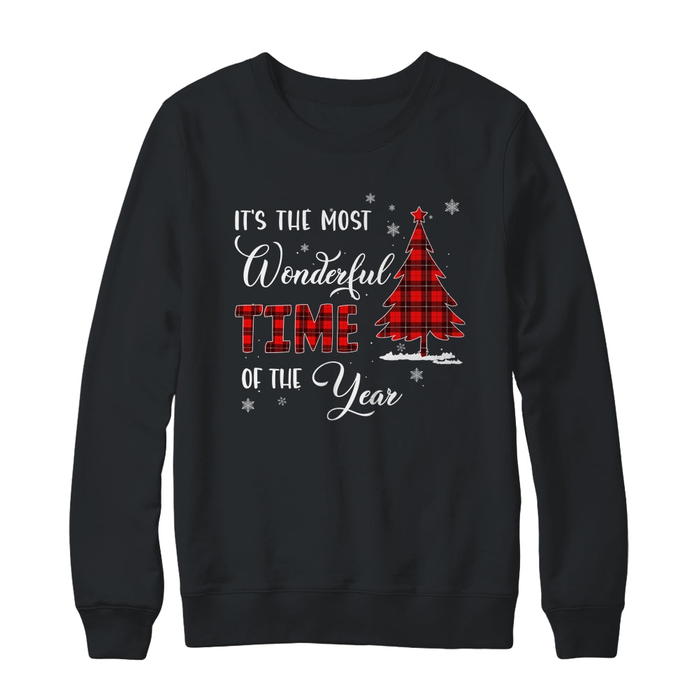 Most Wonderful Time Of The Year Buffalo Plaid Christmas Tree T-Shirt & Sweatshirt | Teecentury.com