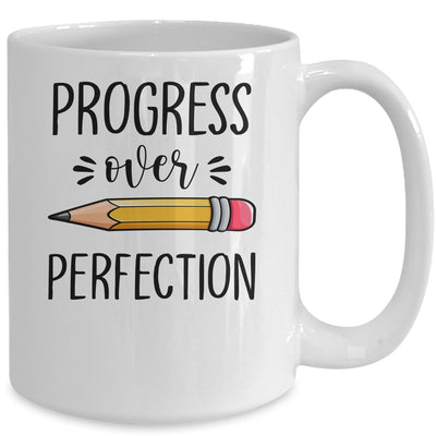 Motivational Progress Over Perfection Teacher Back to School Mug Coffee Mug | Teecentury.com