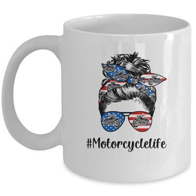 Motorcycle Life Messy Bun Hair Funny Mothers Day Women Biker Mug Coffee Mug | Teecentury.com