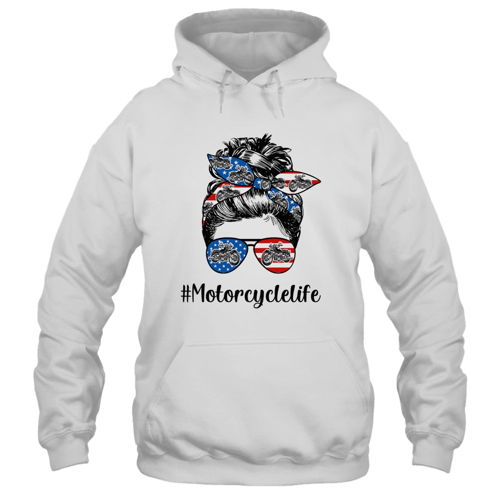 Motorcycle Life Messy Bun Hair Funny Mothers Day Women Biker T-Shirt & Tank Top | Teecentury.com