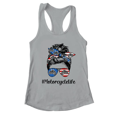 Motorcycle Life Messy Bun Hair Funny Mothers Day Women Biker T-Shirt & Tank Top | Teecentury.com