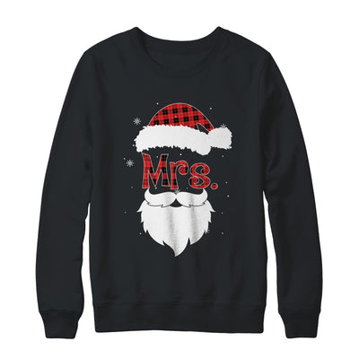 Mr And Mrs Santa Claus Couples Pajamas Christmas Red Plaid T-Shirt & Sweatshirt | Teecentury.com