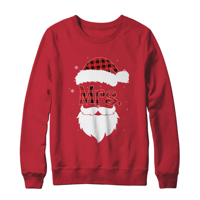Mr And Mrs Santa Claus Couples Pajamas Christmas Red Plaid T-Shirt & Sweatshirt | Teecentury.com