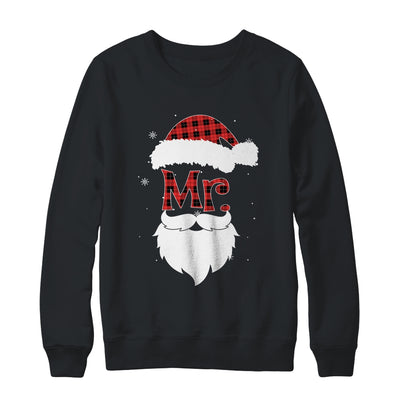 Mr And Mrs Santa Claus Pajamas Couples Christmas Red Plaid T-Shirt & Sweatshirt | Teecentury.com