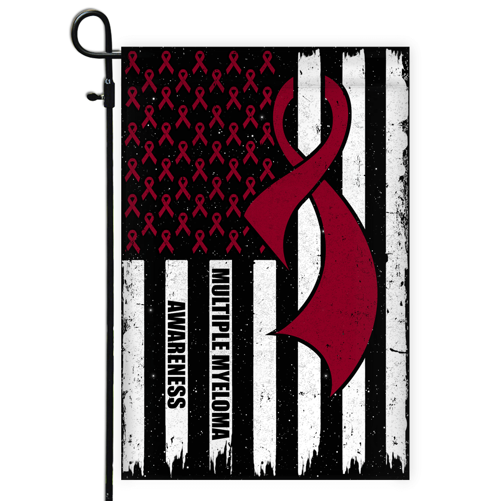 Multiple Myeloma Awareness America Flag Burgundy Ribbon Flag | Teecentury.com