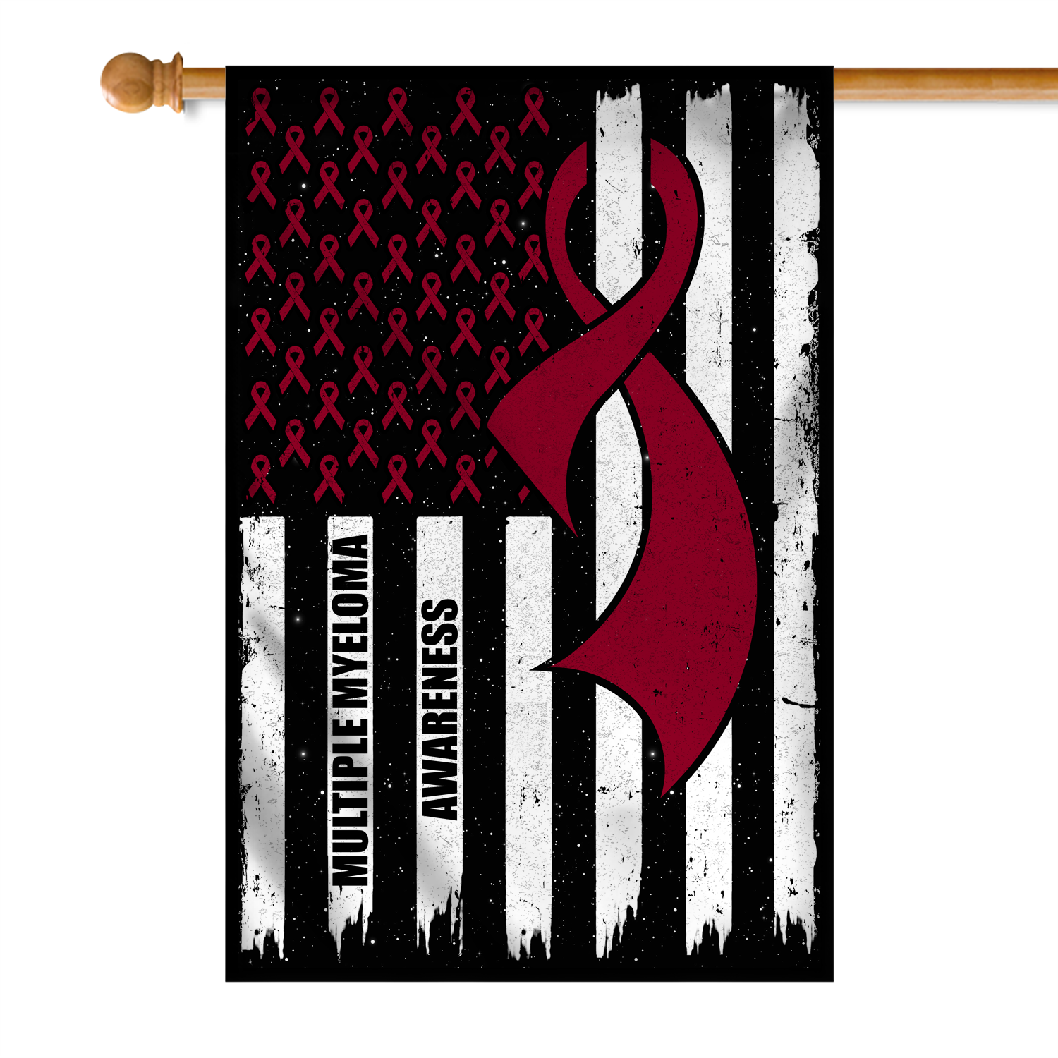 Multiple Myeloma Awareness America Flag Burgundy Ribbon Flag | Teecentury.com