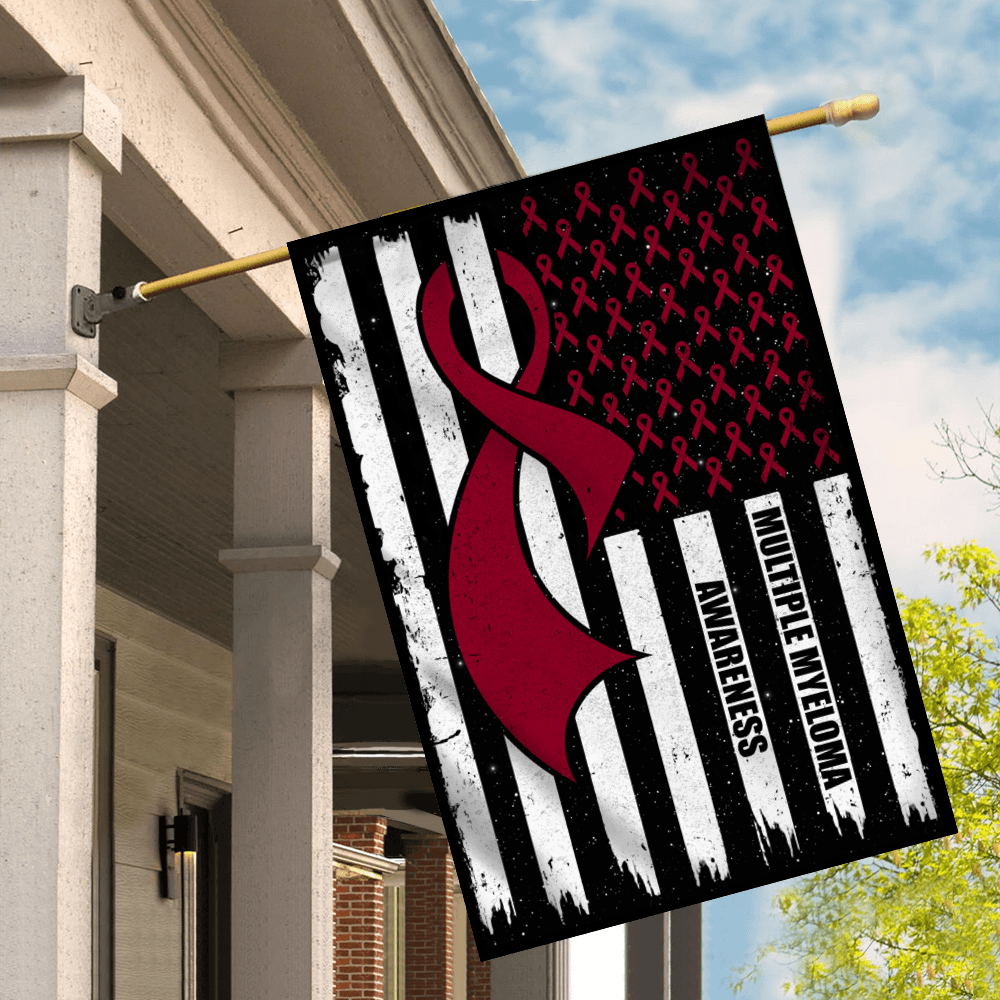 Multiple Myeloma Awareness America Flag Burgundy Ribbon Flag | Teecentury.com
