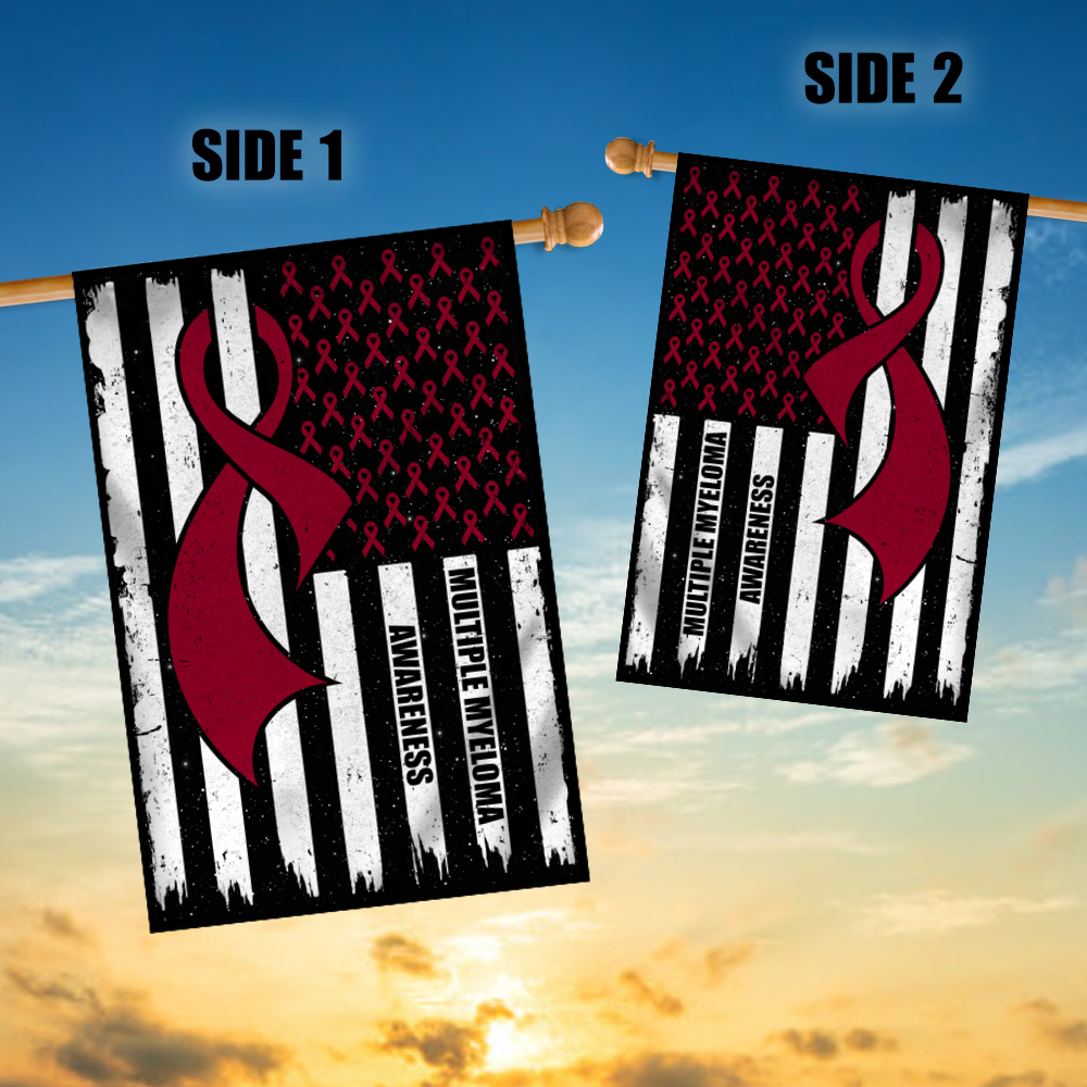 Multiple Myeloma Awareness America Flag Burgundy Ribbon Flag | Teecentury.com