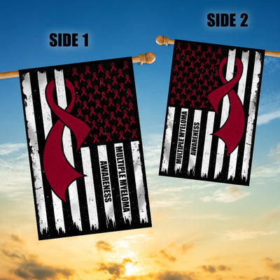 Multiple Myeloma Awareness America Flag Burgundy Ribbon Flag | Teecentury.com
