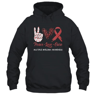 Multiple Myeloma Awareness Peace Love Cure Leopard T-Shirt & Hoodie | Teecentury.com