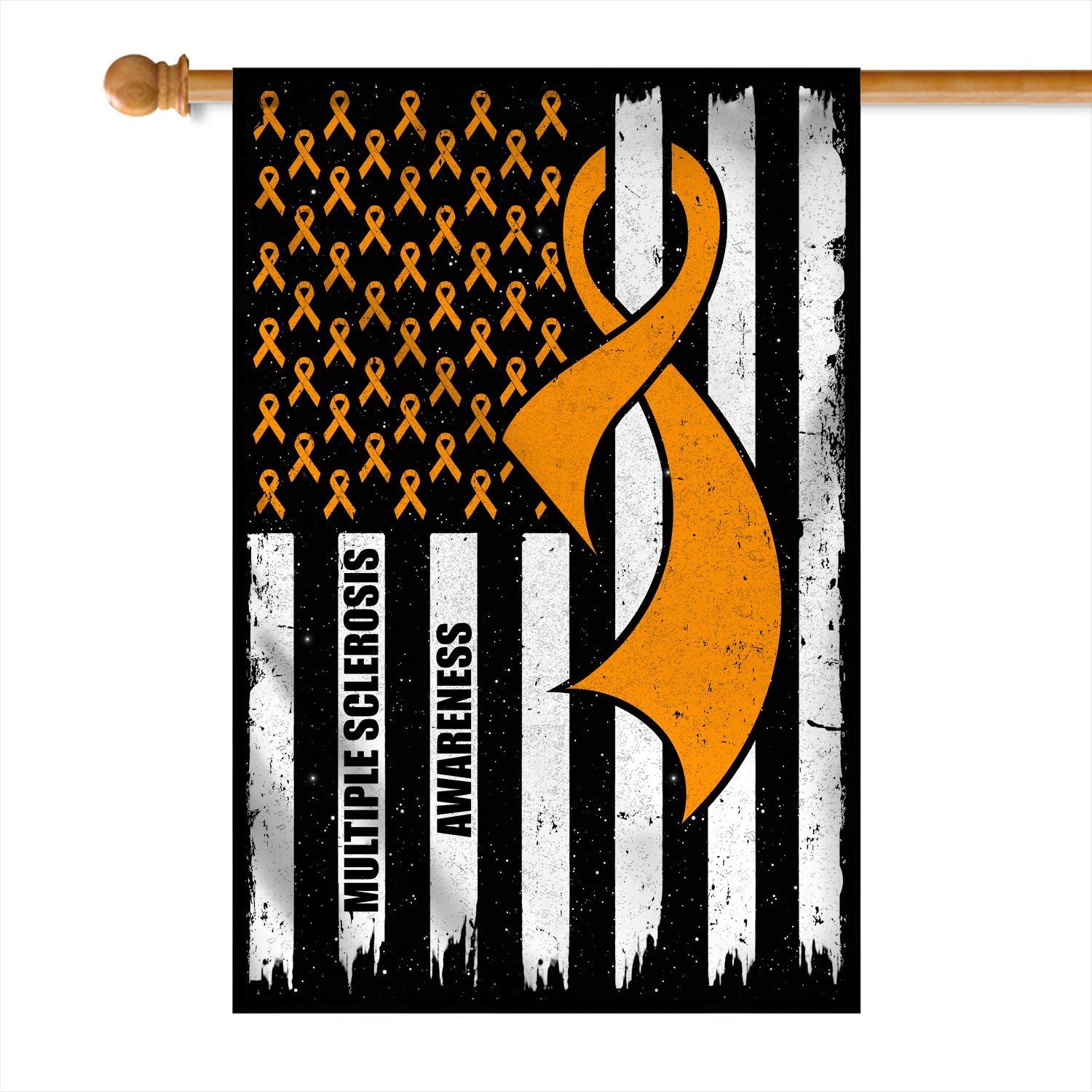 Multiple Sclerosis Awareness America Flag Orange Ribbon Flag | Teecentury.com