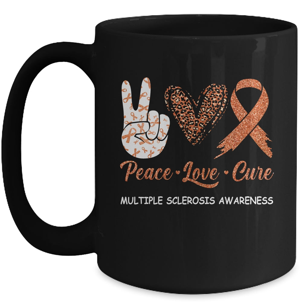 Multiple Sclerosis Awareness Peace Love Cure Leopard Mug Coffee Mug | Teecentury.com