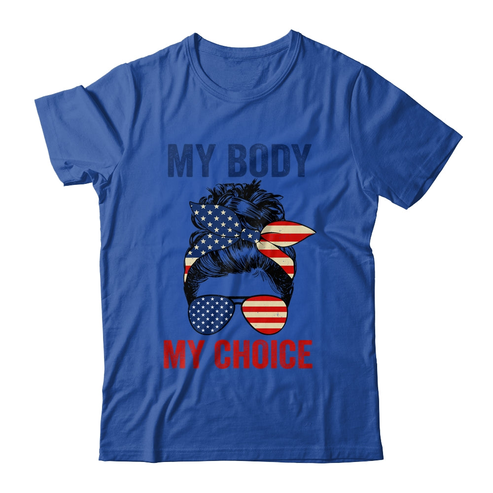 My Body My Choice Pro Choice Messy Bun US Flag 4th Of July Shirt & Tank Top | teecentury