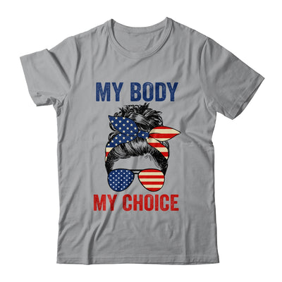 My Body My Choice Pro Choice Messy Bun US Flag 4th Of July Shirt & Tank Top | teecentury