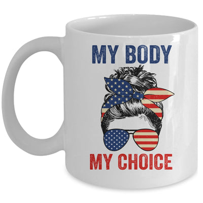 My Body My Choice Pro Choice Messy Bun US Flag 4th Of July Mug | teecentury
