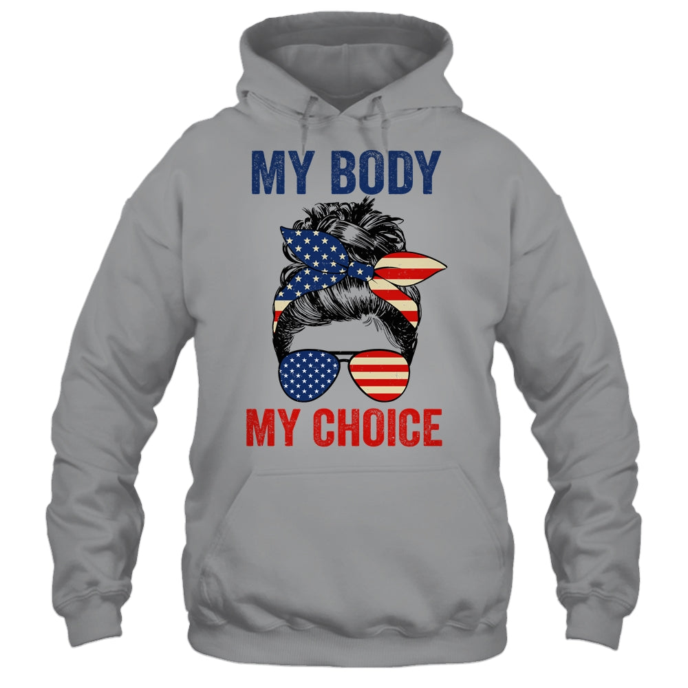 My Body My Choice Pro Choice Messy Bun US Flag 4th Of July Shirt & Tank Top | teecentury