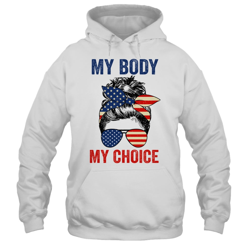My Body My Choice Pro Choice Messy Bun US Flag 4th Of July Shirt & Tank Top | teecentury