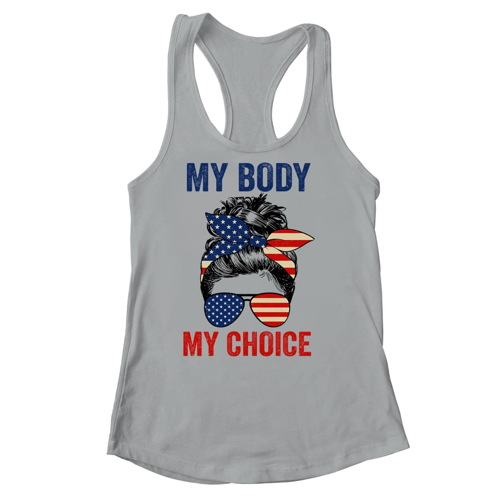 My Body My Choice Pro Choice Messy Bun US Flag 4th Of July Shirt & Tank Top | teecentury