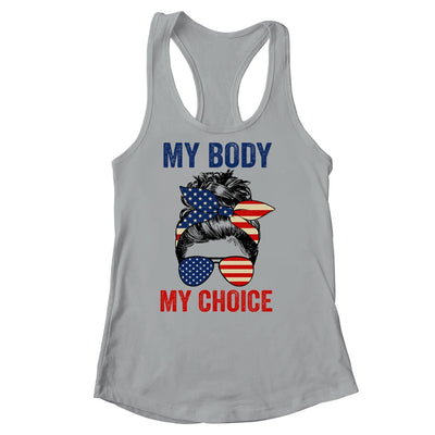 My Body My Choice Pro Choice Messy Bun US Flag 4th Of July Shirt & Tank Top | teecentury