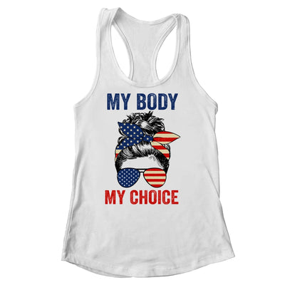 My Body My Choice Pro Choice Messy Bun US Flag 4th Of July Shirt & Tank Top | teecentury