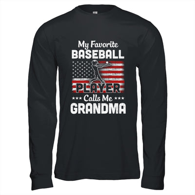 My Favorite Baseball Player Calls Me Grandma American Flag T-Shirt & Hoodie | Teecentury.com
