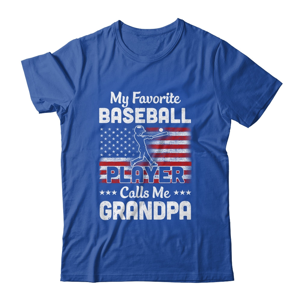 My Favorite Baseball Player Calls Me Grandpa American Flag T-Shirt & Hoodie | Teecentury.com