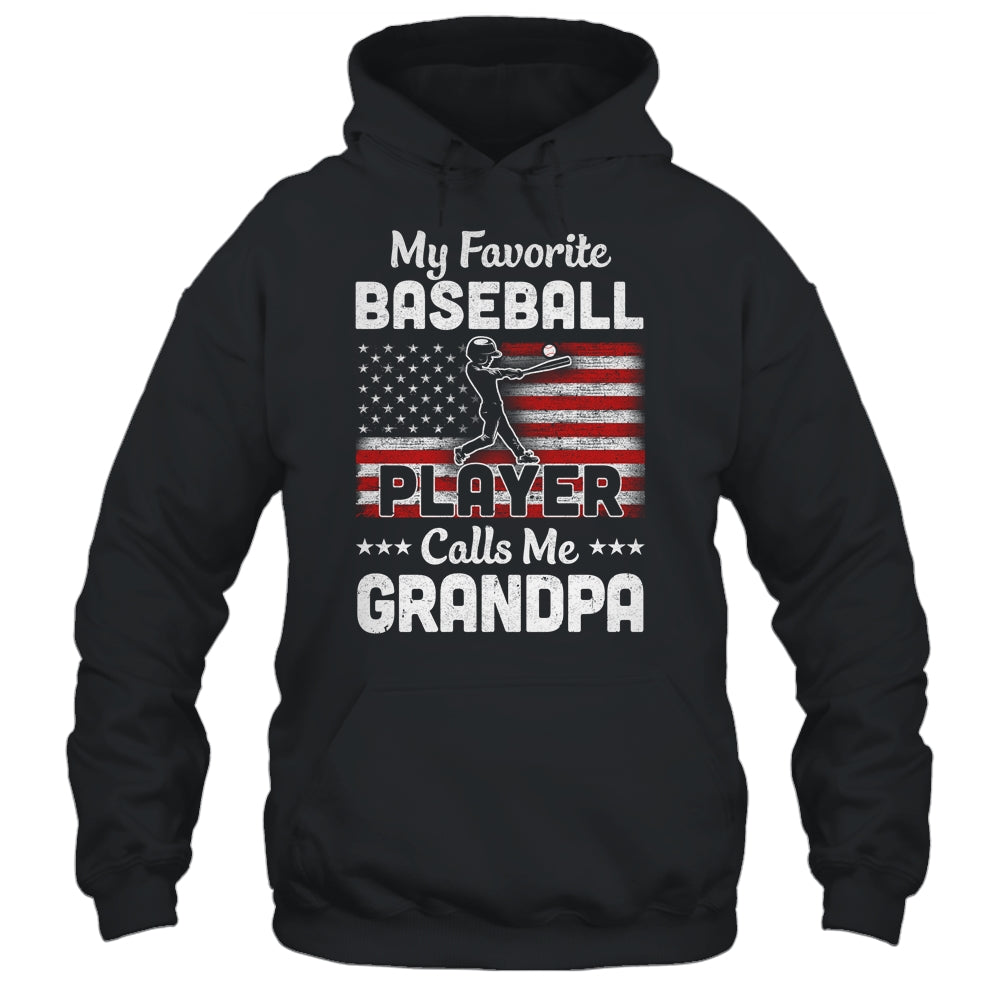 My Favorite Baseball Player Calls Me Grandpa American Flag T-Shirt & Hoodie | Teecentury.com