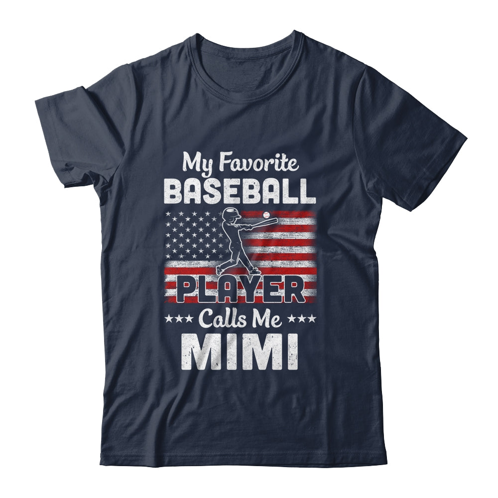 My Favorite Baseball Player Calls Me Mimi American Flag T-Shirt & Hoodie | Teecentury.com