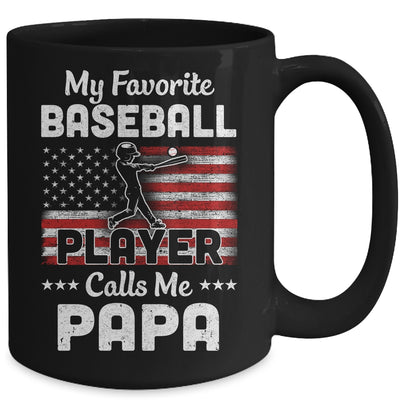 My Favorite Baseball Player Calls Me Papa American Flag Mug Coffee Mug | Teecentury.com
