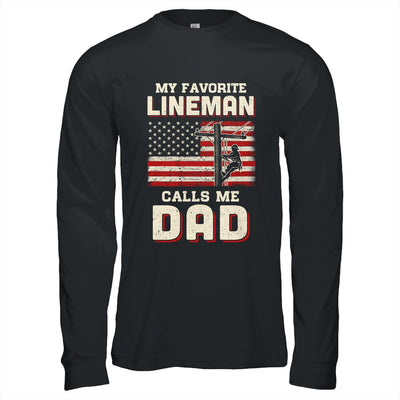 My Favorite Lineman Calls Me Dad USA Flag Fathers Day T-Shirt & Hoodie | Teecentury.com