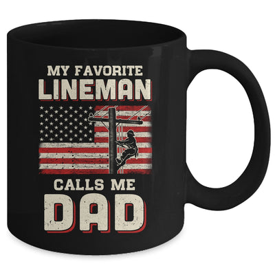 My Favorite Lineman Calls Me Dad USA Flag Fathers Day Mug Coffee Mug | Teecentury.com