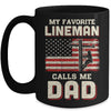 My Favorite Lineman Calls Me Dad USA Flag Fathers Day Mug Coffee Mug | Teecentury.com