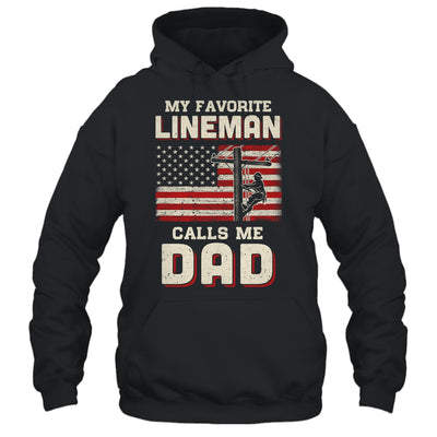 My Favorite Lineman Calls Me Dad USA Flag Fathers Day T-Shirt & Hoodie | Teecentury.com