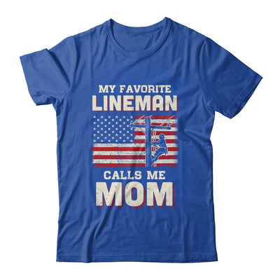 My Favorite Lineman Calls Me Mom USA Flag Mothers Day T-Shirt & Hoodie | Teecentury.com