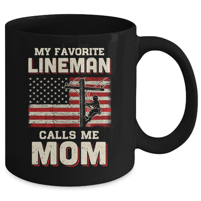 My Favorite Lineman Calls Me Mom USA Flag Mothers Day Mug Coffee Mug | Teecentury.com