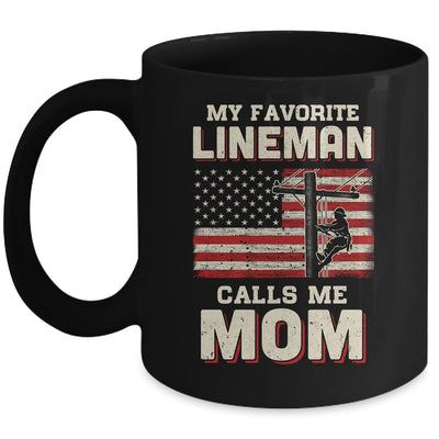 My Favorite Lineman Calls Me Mom USA Flag Mothers Day Mug Coffee Mug | Teecentury.com