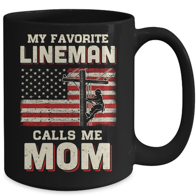 My Favorite Lineman Calls Me Mom USA Flag Mothers Day Mug Coffee Mug | Teecentury.com