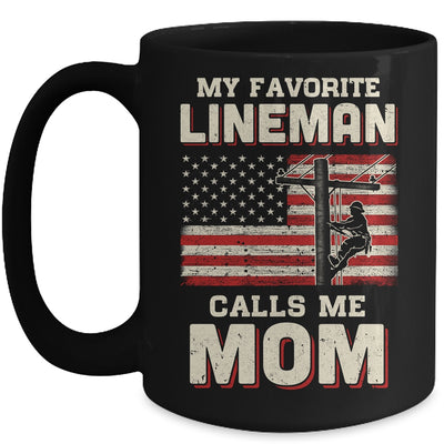 My Favorite Lineman Calls Me Mom USA Flag Mothers Day Mug Coffee Mug | Teecentury.com