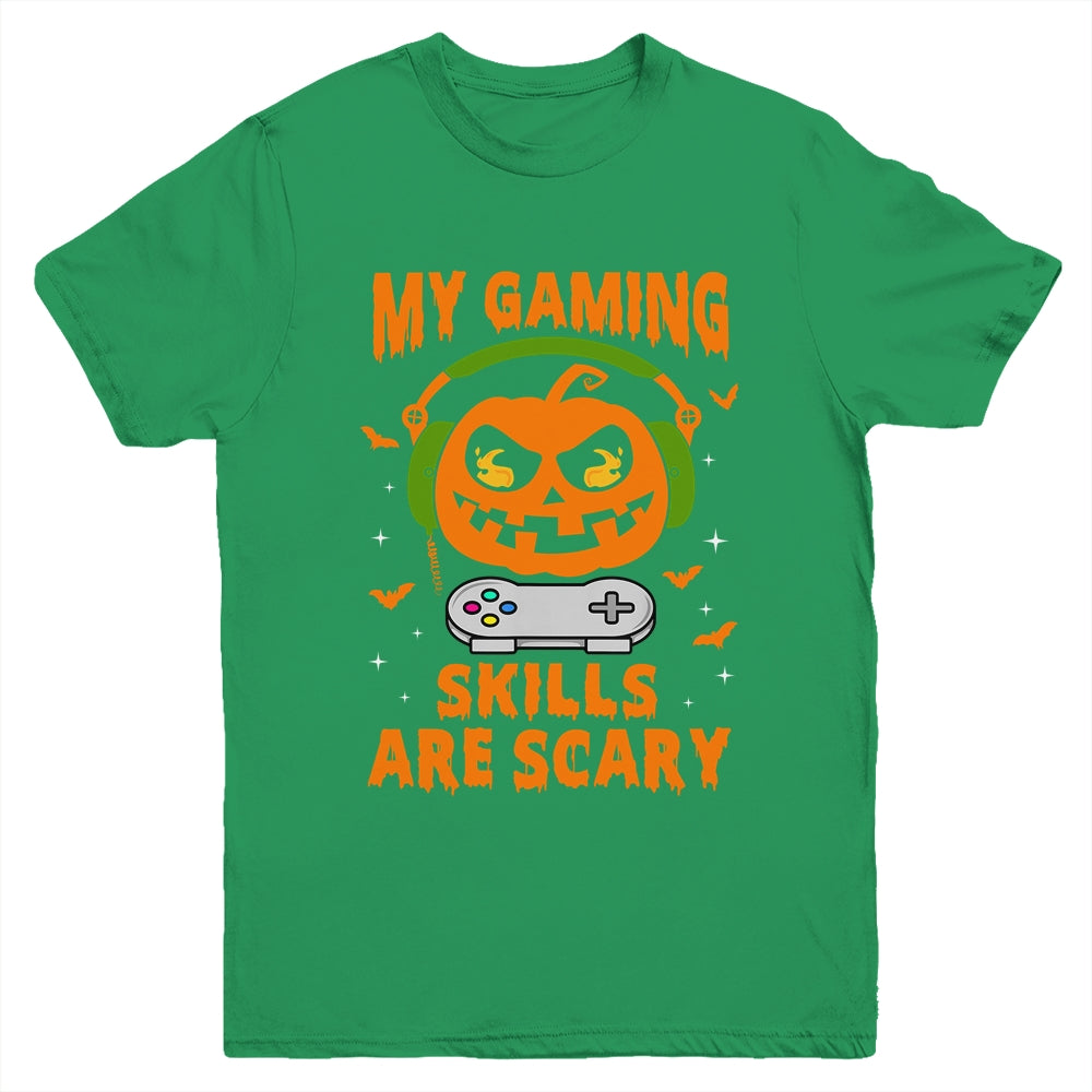 My Gaming Skills Are Scary Halloween For Gamer Funny Youth Shirt | teecentury