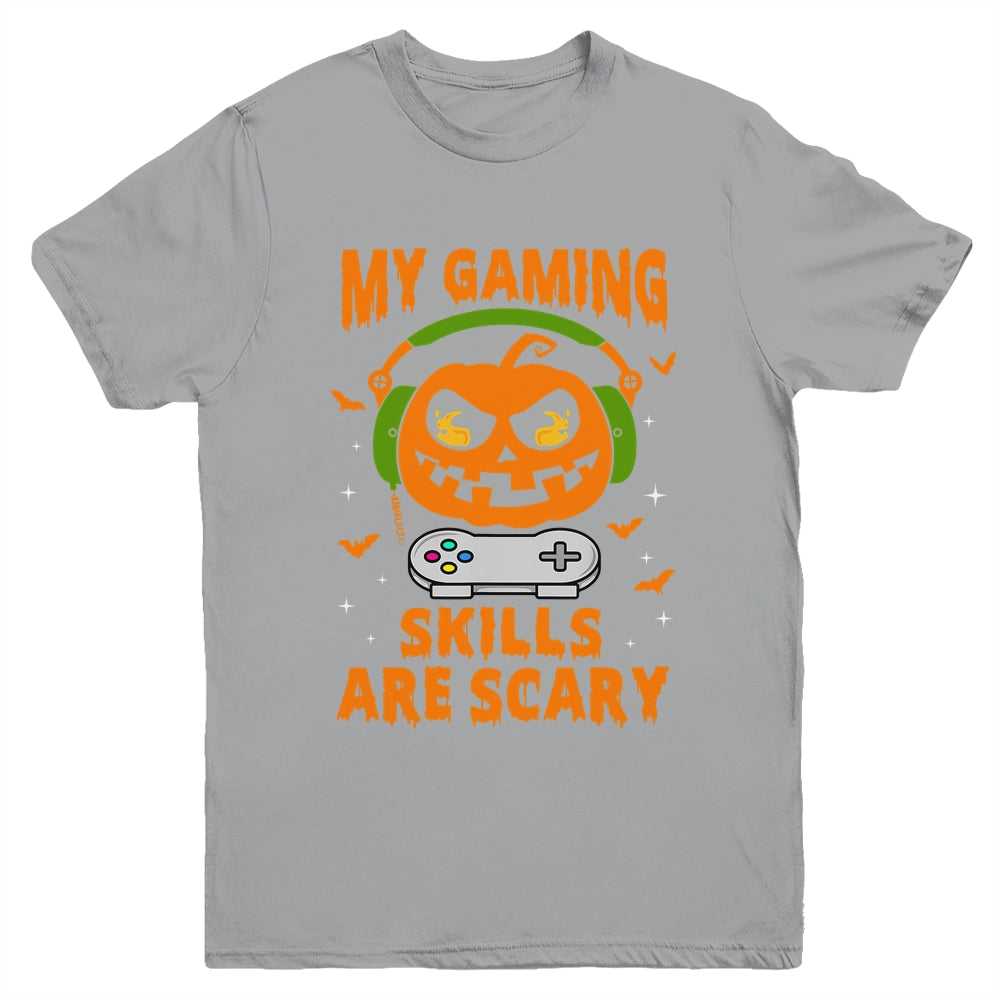 My Gaming Skills Are Scary Halloween For Gamer Funny Youth Shirt | teecentury