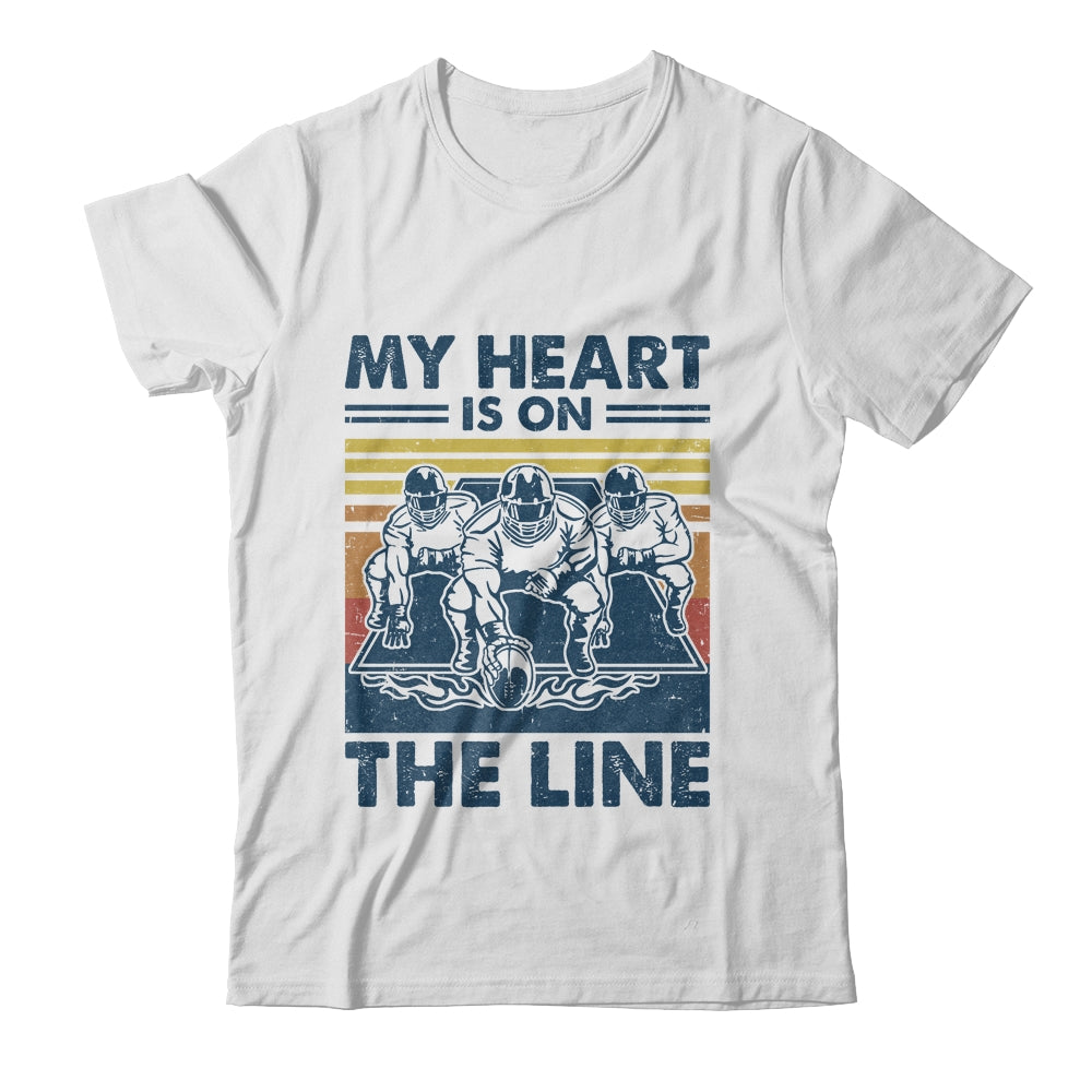 My Heart Is On The Line Offensive Lineman Vintage Football Shirt & Tank Top | teecentury