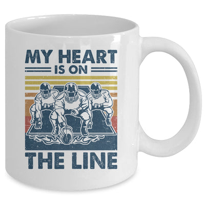My Heart Is On The Line Offensive Lineman Vintage Football Mug | teecentury