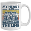 My Heart Is On The Line Offensive Lineman Vintage Football Mug | teecentury