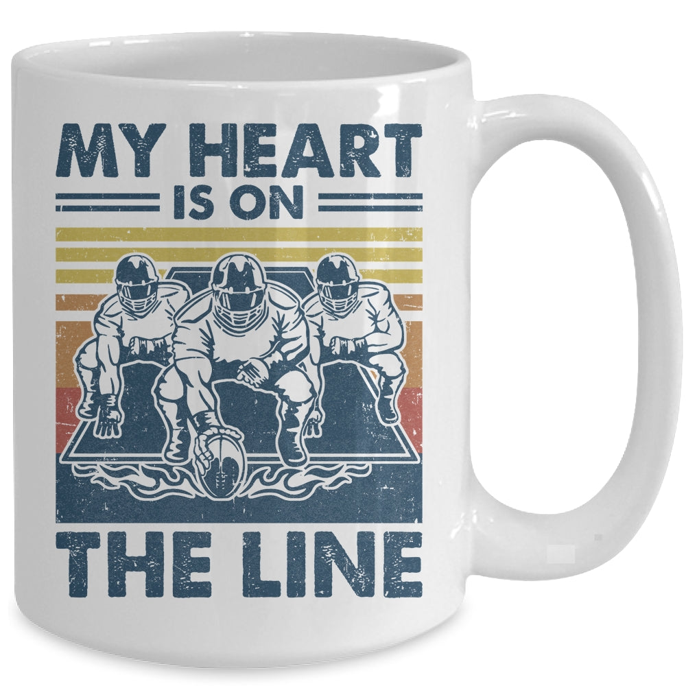 My Heart Is On The Line Offensive Lineman Vintage Football Mug | teecentury