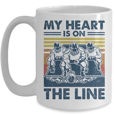 My Heart Is On The Line Offensive Lineman Vintage Football Mug | teecentury
