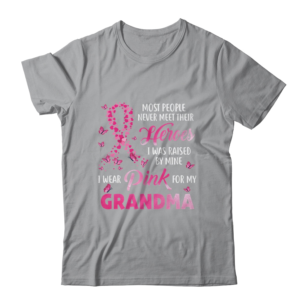 My Heroes I Wear Pink For My Grandma Breast Cancer Awareness T-Shirt & Hoodie | Teecentury.com