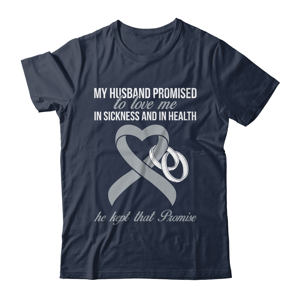 My Husband Promises To Me In Sickness Brain Grey Ribbon T-Shirt & Hoodie | Teecentury.com