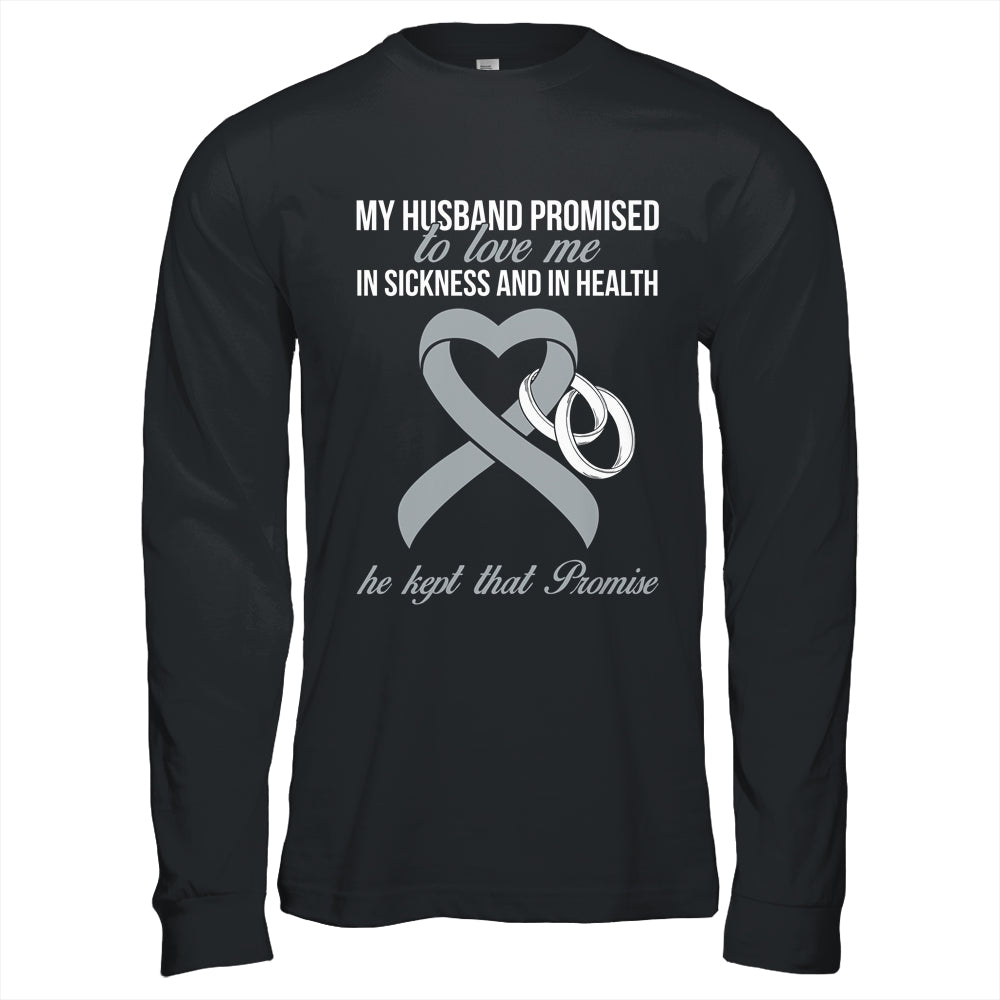 My Husband Promises To Me In Sickness Brain Grey Ribbon T-Shirt & Hoodie | Teecentury.com