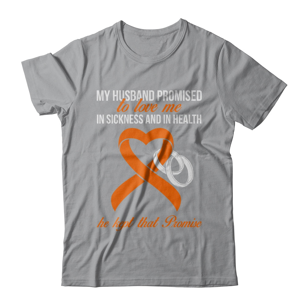 My Husband Promises To Me In Sickness Kidney Cancer Orange T-Shirt & Hoodie | Teecentury.com