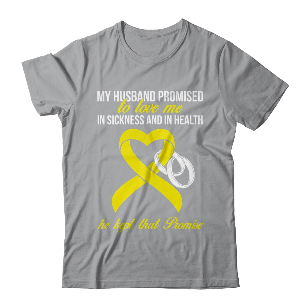 My Husband Promises To Me In Sickness Sarcoma Yellow Ribbon T-Shirt & Hoodie | Teecentury.com